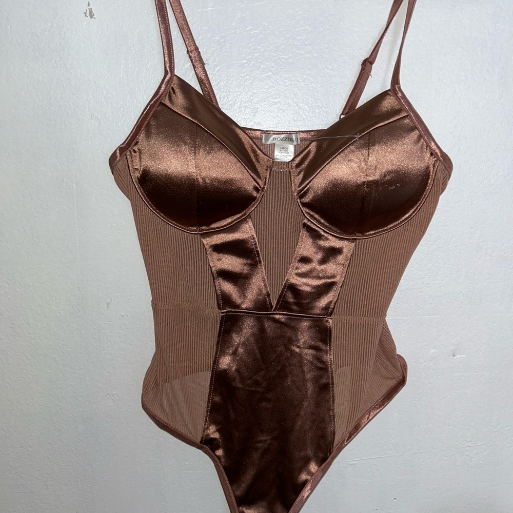 Brown Satin Bodysuit